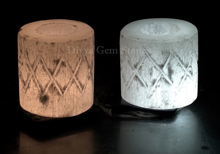 SELENITE TEALIGHT AND LAMPS